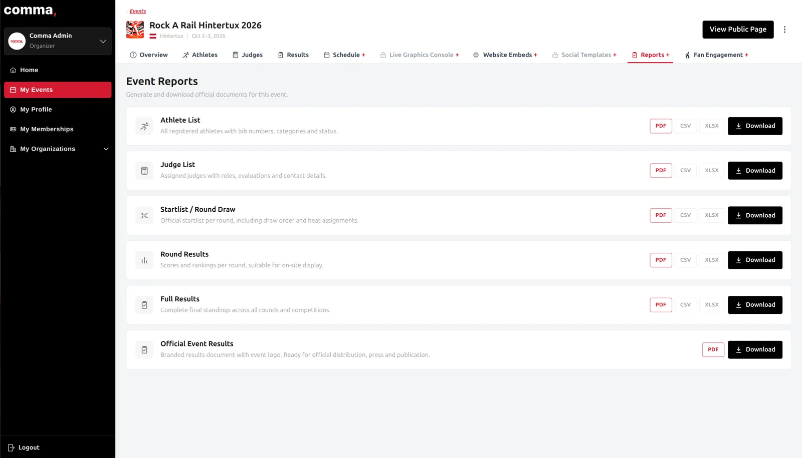Reports and exports